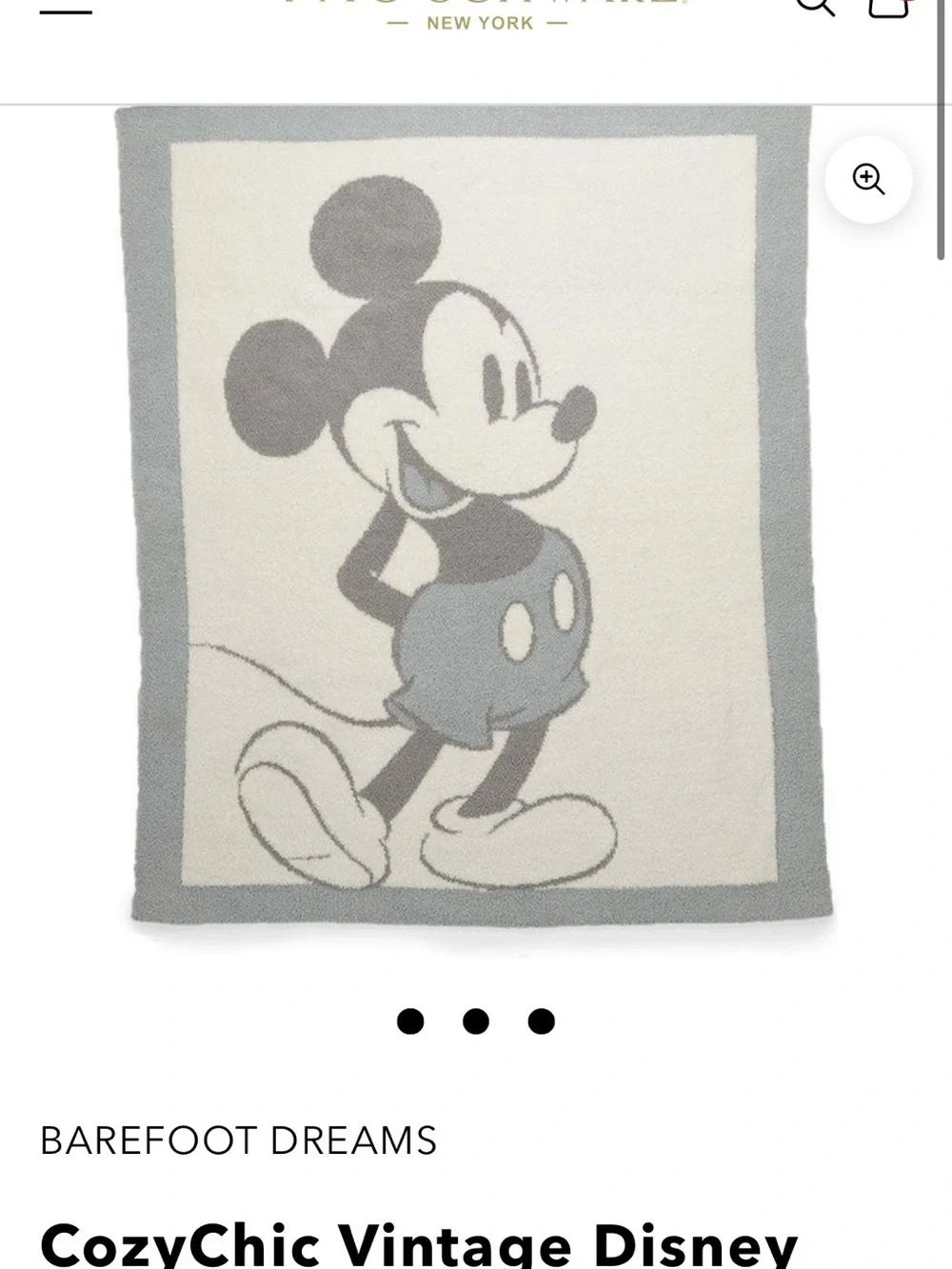 Barefoot Dreams Mickey Mouse Knit Throw - Gray & Ivory